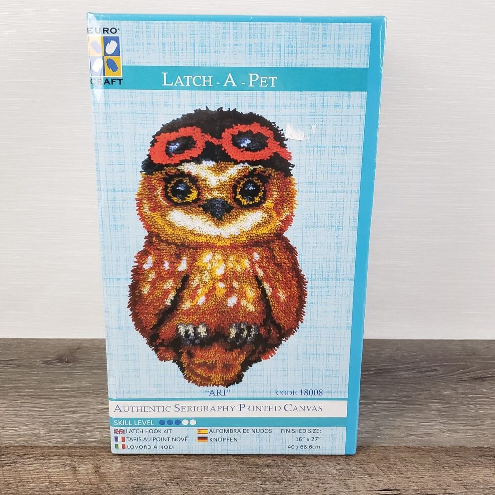 Latch A Pet Latch Hook Kit  Ari 18008 Owl Bird 16x27 Yarn Craft